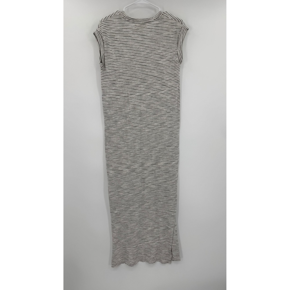 Cloth & Stone Anthropologie Striped V-Neck Midi Dress Grey White C1962-155 XS - Picture 7 of 11